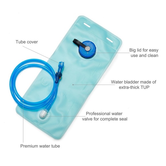 BLACK Pinty Hydration Backpack Pack with 2L Water Bladder for One Day Outdoor - Picture 11 of 14